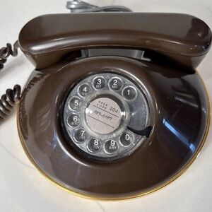 Vintage 1960s Mod Retro Brown Northern Telecom Landline Rotary Dial Telephone